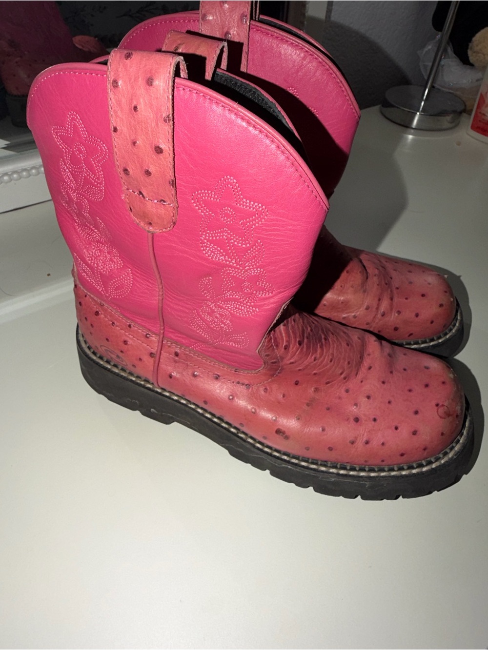Women’s Pink Western Cowboy Boots - Stylish Pull-On Work Boot